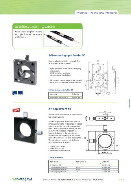 The LINOS Mounts, Posts and Holders - Qioptiq Q-Shop