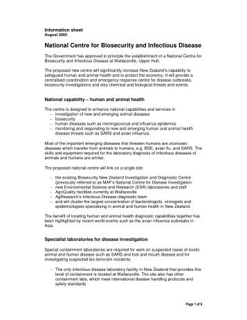 National Centre for Biosecurity and Infectious Disease