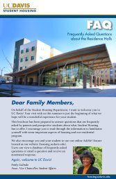 Dear Family Members, - UC Davis Student Housing