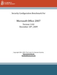 CIS Microsoft Office 2007 Benchmark v1.0.0 - Benchmarks - Center ...