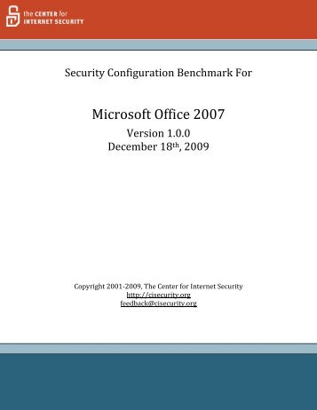 CIS Microsoft Office 2007 Benchmark v1.0.0 - Benchmarks - Center ...