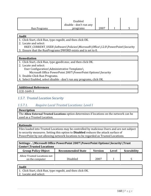Run Programs Enabled Disa