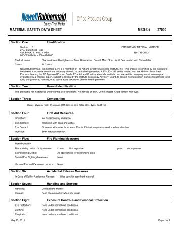 MATERIAL SAFETY DATA SHEET MSDS # 27000 - E-Way.ca