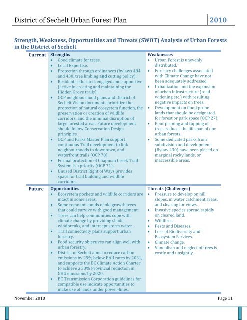 District of Sechelt Urban Forest Plan