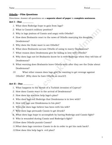 othello act i group questions No fear shakespeare – othello (by sparknotes, transcription by alex woelffer) -1- original text modern text act 1, scene 1 enter rodmerigo and iago roderigo and. othello act i group questions No fear shakespeare – othello (by sparknotes, transcription by alex woelffer) -1- original text modern text act 1, scene 1 enter rodmerigo and iago roderigo and.