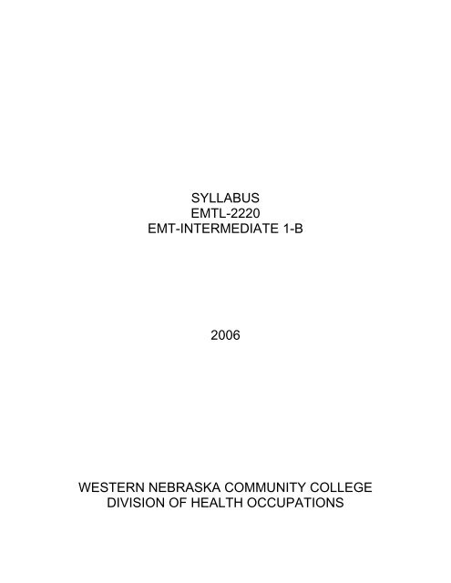 View Current Syllabus - Western Nebraska Community College