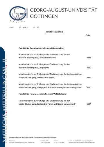 Amtliche Mitteilungen II Ausgabe 21 - Georg-August-Universität ...