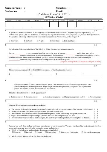 Name-surname : Signature : Student no : Email : 1 Midterm Exam ...