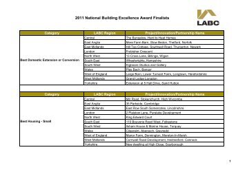 2011 National Building Excellence Award Finalists - LABC