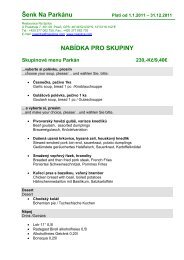 NABÃDKA PRO SKUPINY SkupinovÃ© menu ParkÃ¡n 230,-KÄ/9,40