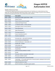 Oregon HCPCS Authorization Grid - PacificSource