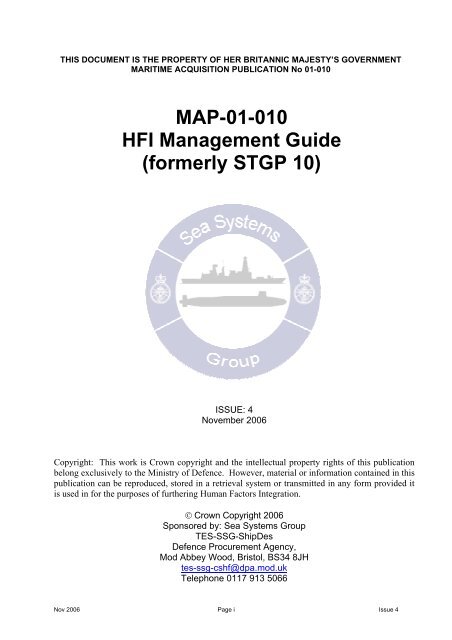 MAP-01-010 HFI Management Guide - Human Factors Integration ...
