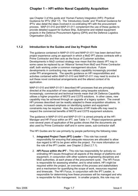 MAP-01-010 HFI Management Guide - Human Factors Integration ...