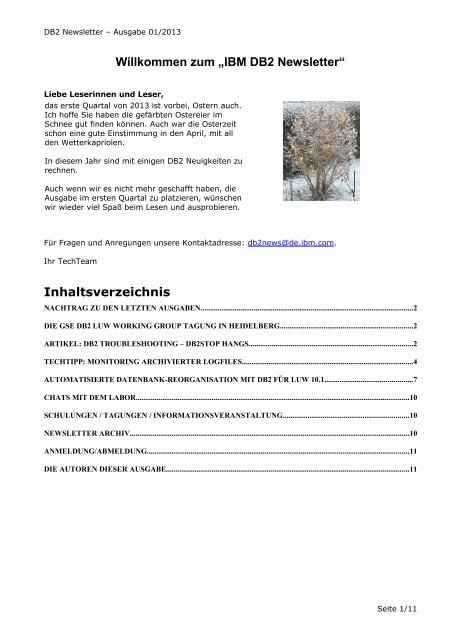 Db2 Newsletter 01 2013 Ordix Ag