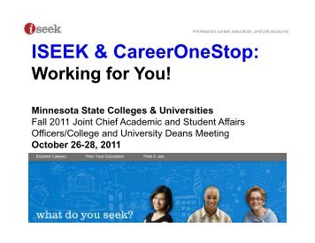 ISEEK and CareerOneStop Working for You - Academic & Student ...