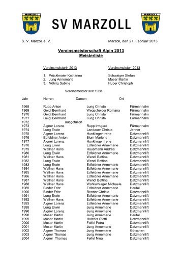 klicken fÃ¼r die Ergebnisliste 2013... - SV Marzoll