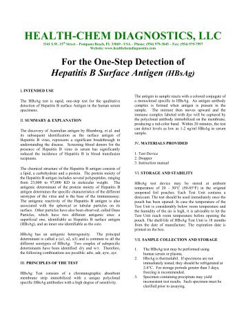 For the One-Step Detection of Hepatitis B Surface Antigen (HBsAg)