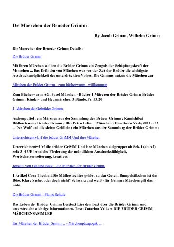 Download Die Maerchen der Brueder Grimm pdf ebooks by Jacob ...