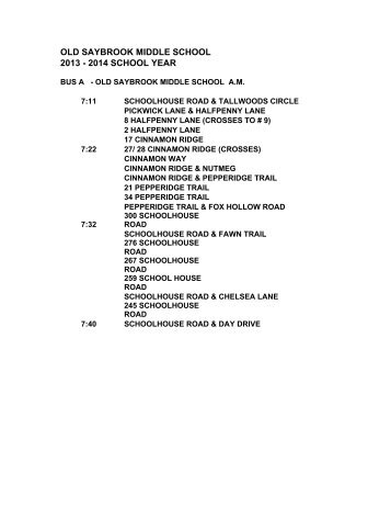 OSMS Bus Routes - Old Saybrook Public Schools