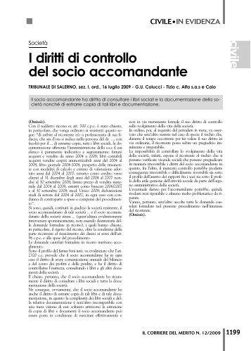 I diritti di controllo del socio accomandante - Studio Legale Riva