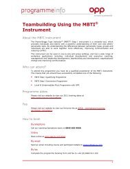 Teambuilding Using the MBTI Instrument - OPP - Eu.com