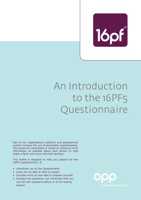 An Introduction to the 16PF5 Questionnaire - OPP - Eu.com