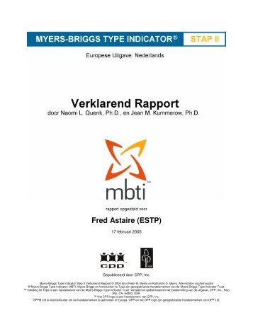 Bekijk een MBTI Stap II voorbeeldrapport > > [pdf] - OPP - Eu.com