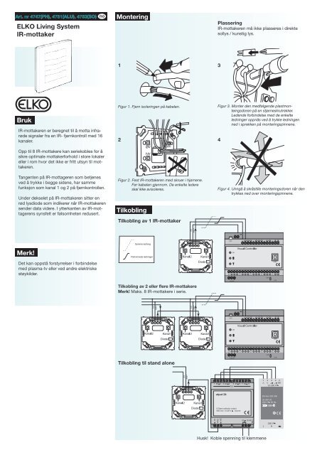 ELKO Living System IR-mottaker Bruk Montering ... - Elko AS