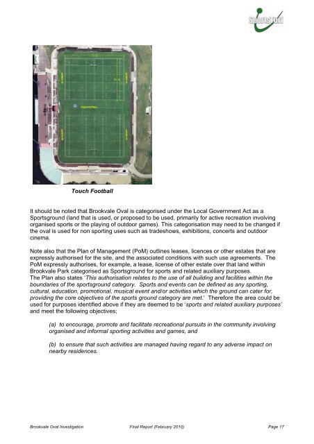 Brookvale Oval Investigation - Warringah Council - NSW Government