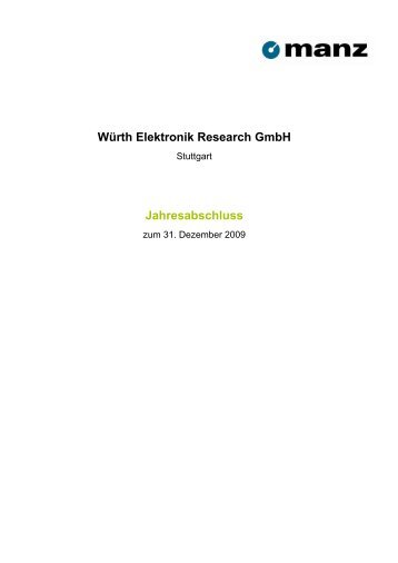 Würth Elektronik Research GmbH Jahresabschluss - Manz