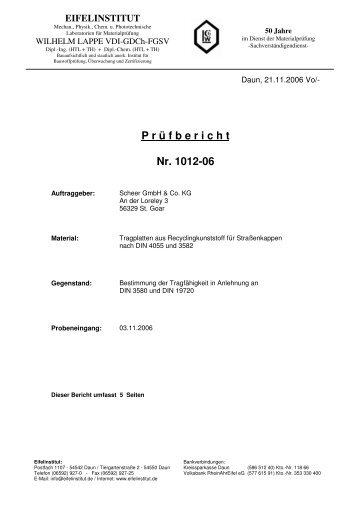 P r ü f b e r i c h t Nr. 1012-06 - Scheer GmbH & Co.KG Betonwerk ...
