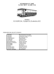 ORARIO IN VIGORE DAL 10 giugno AL 29 settembre 2001