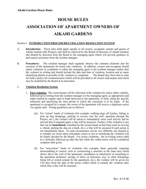 House Rules Community Association Website Registration Login
