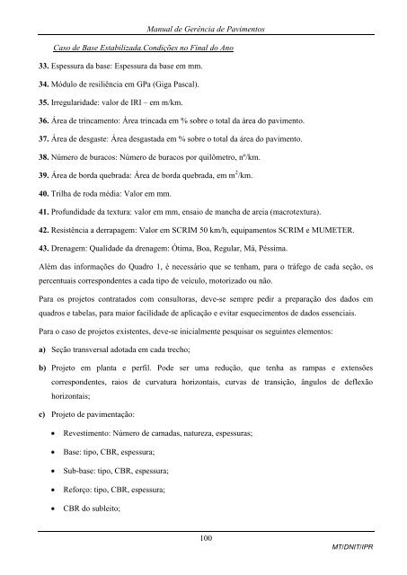 MANUAL DE GERÃNCIA DE PAVIMENTOS 2010 - IPR - Dnit