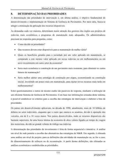 MANUAL DE GERÃNCIA DE PAVIMENTOS 2010 - IPR - Dnit