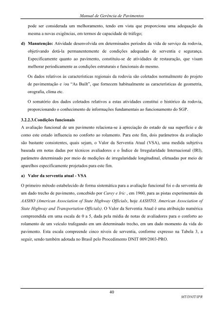 MANUAL DE GERÃNCIA DE PAVIMENTOS 2010 - IPR - Dnit