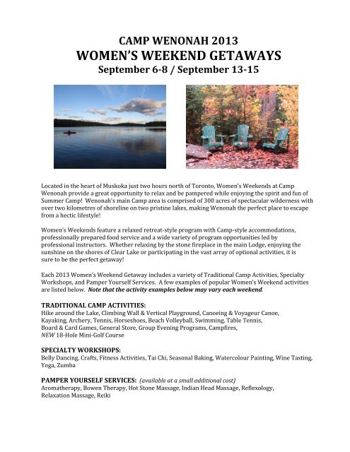 Information Flyer - Camp Wenonah