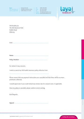 Vhi/Aviva Cancellation Letter - Laya Healthcare