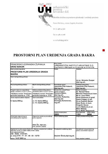 3933 PROSTORNI PLAN UREÄENJA GRADA BAKRA - Multilink