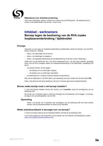 Infoblad - werknemers - Rijksdienst voor Arbeidsvoorziening
