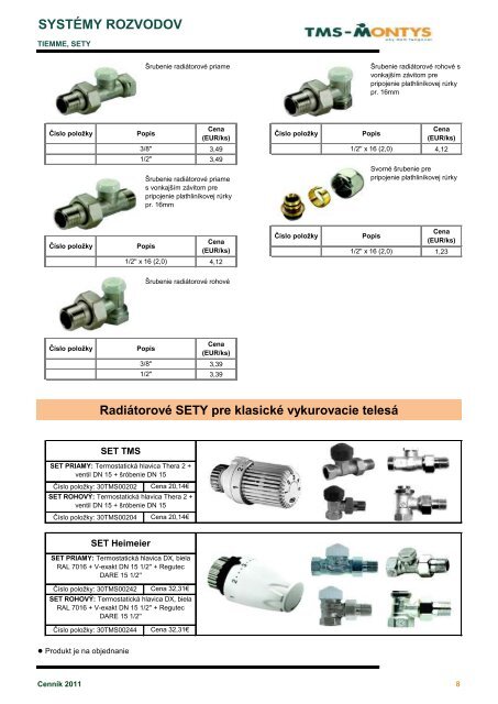 radiÃ¡torovÃ© armatÃºry - TMS-MONTYS