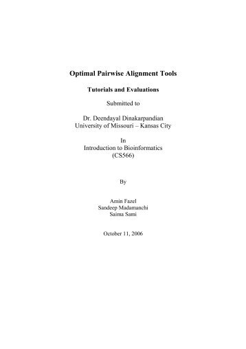 Optimal Pairwise Alignment Tools - University of Missouri - Kansas ...