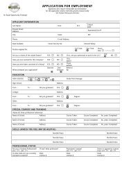 APPLICATION FOR EMPLOYMENT - Chemtool