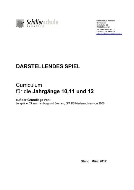 DARSTELLENDES SPIEL Curriculum für die Jahrgänge 10,11 und 12