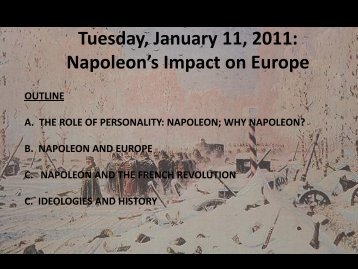 Tuesday, January 13, 2009: Napoleon's Impact on Europe