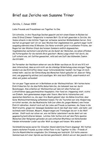 Brief aus Jericho von Susanne Triner - Together21.org