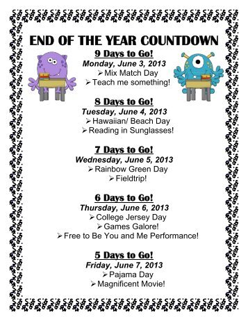 END OF THE YEAR COUNTDOWN 3rd 2013
