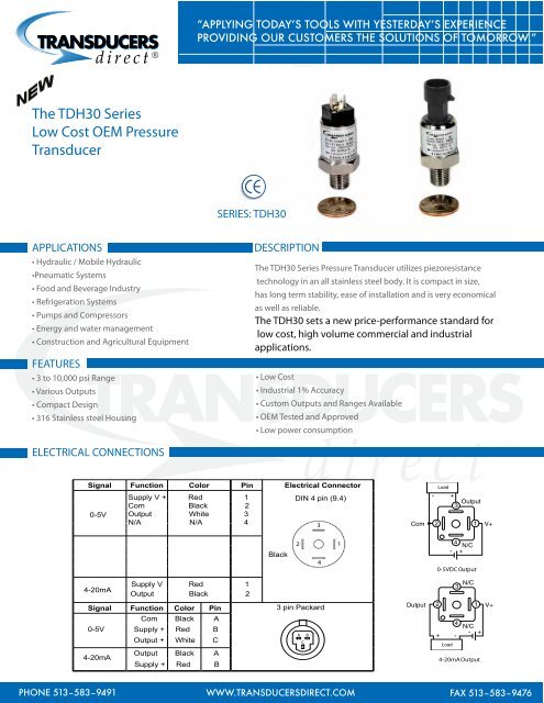 Pressure Transducer TDH30 - Transducers Direct