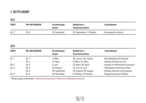 MEDIADATEN FIRST Wir HOLZBAUER - Holzbau Schweiz Magazine
