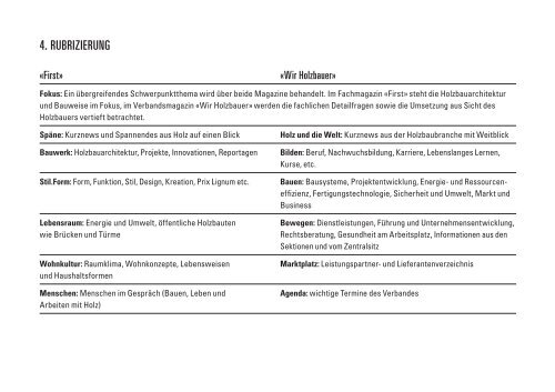 MEDIADATEN FIRST Wir HOLZBAUER - Holzbau Schweiz Magazine